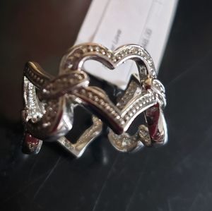 NWT Silver Heart Ring Size 8